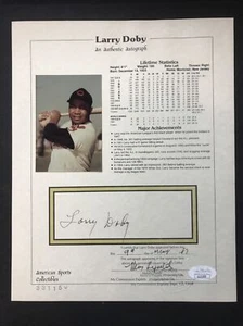 Larry Doby MLB Indians AMERICAN SPORTS COLLECTIBLES STAT SHEET JSA CERTIFIED - Picture 1 of 3