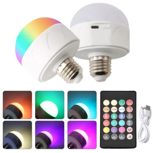 USB C Rechargeable Light Bulb,2Pcs Remote Control E27 Colorful Dimmable LED Bulb - Picture 1 of 12