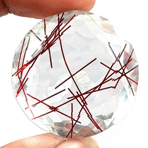 Biggest Sale 109 Ct Red Rutilated Quartz Round Cut Certified Loose Gemstone MKY - Picture 1 of 8