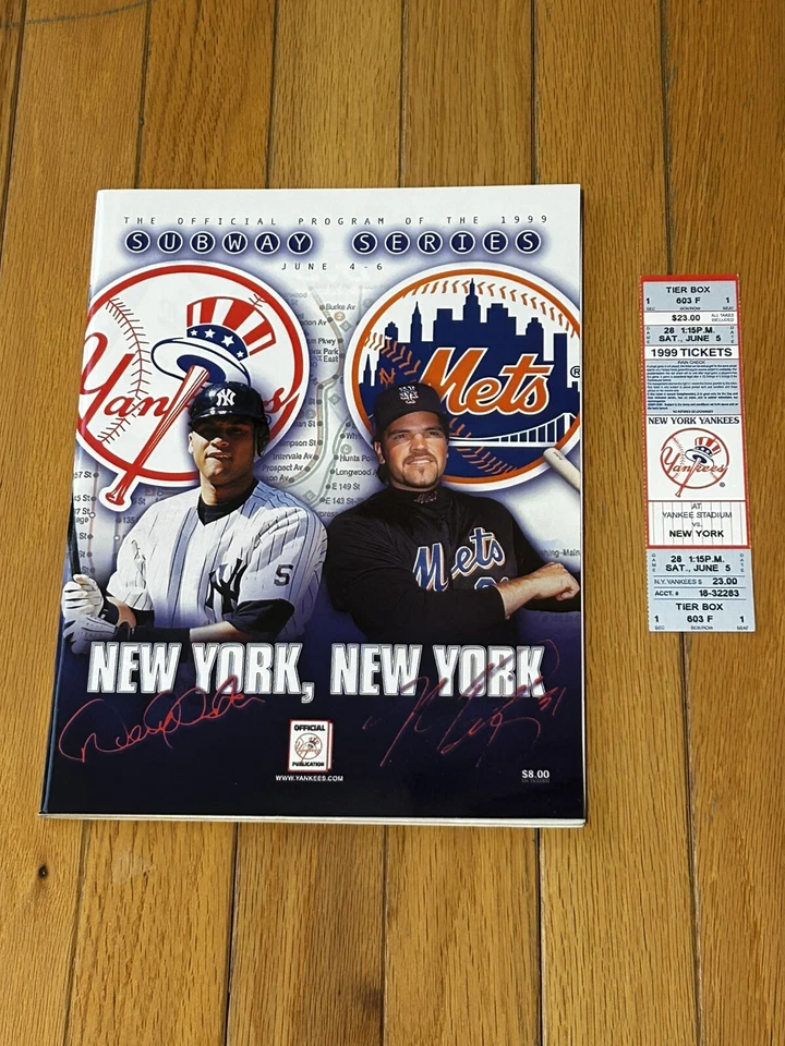 1999 Official Subway Series Program And FULL Ticket Yankees vs Mets MINT - Image 1 of 1
