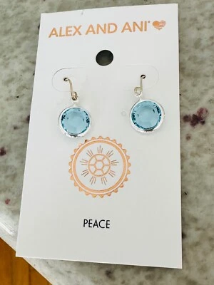 Pendientes Alex and Ani 925 Cristal Azul Aguamarina NUEVO Como Nuevos en Tarjeta Swarovski Foto 1 de 4