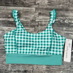 NANETTE LEPORE Play sz SMALL Gingham Ruffle Crop Top Activewear Sports Bra NWT - Picture 1 of 4