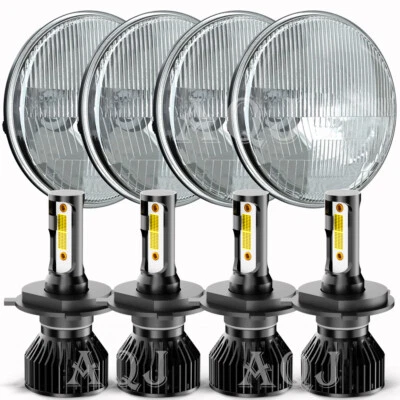 For 1967-1975 Chevrolet Caprice 4Pc 5.75" LED Headlights Hi-Lo Ring Driving Lamp - Image 1 of 4