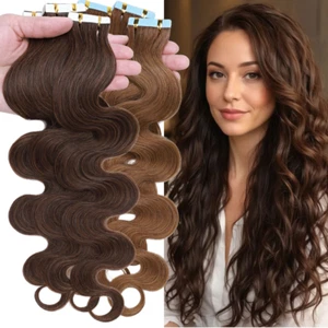 Tape in Hair Extensions 100% Remy Real Human Hair Body Wave Skin Weft 60pcs 150g - Picture 1 of 66
