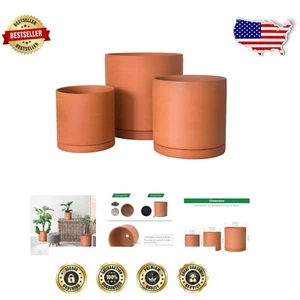 Chic Matte Terracotta Pots Set, Perfect for Indoor Plant Display and Drainage - Picture 1 of 9