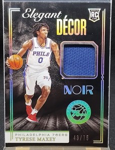 2020-21 Panini Noir Tyrese Maxey Elegant Decor Rookie Jersey RC 43/75 #EDR-TYM