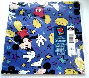 MIckey Unlimited Blue Gift Wrapping Paper Hallmark Sealed NIP Vintage - Picture 1 of 3