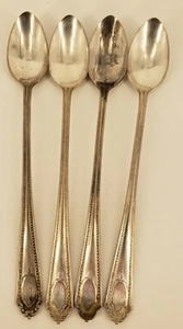 Vintage 1930s National Silver Co Silver Plate Iced Tea Spoons Cameo Set of 4 - Picture 1 of 7