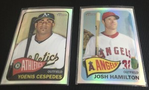 2014 Topps Heritage Baseball (2-Card) Refractor Lot Hamiton #460, Cespedes #425