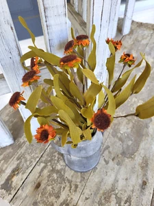 Primitive Faux Daisy Flower Stem  NWT Orange Farmhouse Country - Picture 1 of 6