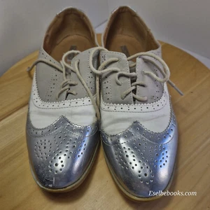 Bellucci size 40 lace up shoes - silver/white/beige with grey rubber soles - Picture 1 of 16