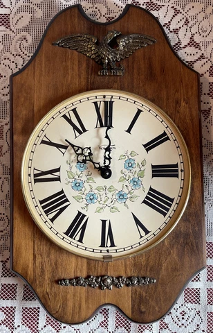 Vintage Verichron Brass Eagle Wall Clock Harris & Mallow 24X10 Cover