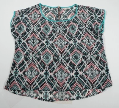 Camisa manga top estampado geométrico sombra de ojos para mujer talla L Foto 1 de 4