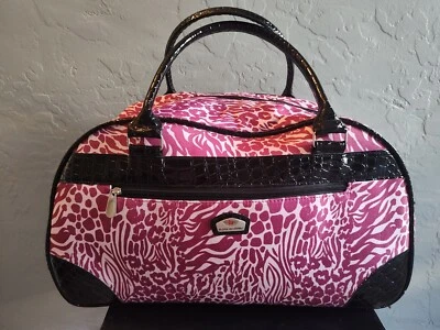 Bolsa de viaje Gloria Vanderbilt rosa leopardo lona enrollable con asa de mano Foto 1 de 4