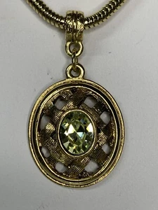 "Collar colgante tono oro cristal verde Swarovski 1928 17"" firmado" - Imagen 1 de 12