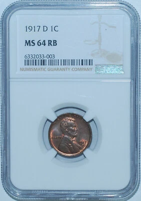 1917 D NGC MS64RB Red and Brown Lincoln Wheat Cent - Image 1 of 2