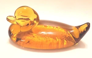 Duck Collectors Amber Glass Paper Weight Duck 3.5 " Long Pre-love No Damage - Picture 1 of 10