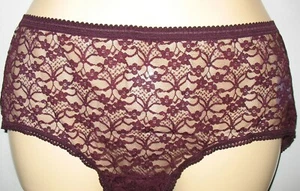 SECRET TREASURES - NEW - XXL 9 - BROWN - NYLON STRETCH SHEER LACE BRIEF PANTY - Picture 1 of 3