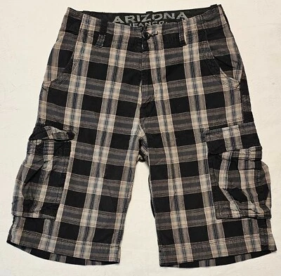 Arizona Jean Co. Pantalones Cortos Carga - Para Hombre Talla 30 - Marrón/Negro A Cuadros Foto 1 de 4