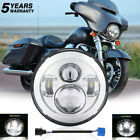 1x 7" inch LED Headlight Projector High/Low Chrome For Street Glide Softail FLHX