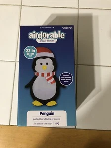 Christmas Penguin Tabletop Decor Airdorable Airblown Inflatable 22" USB New - Picture 1 of 4