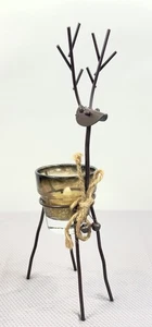 Portacandele votivo renna in metallo decorazione casa natalizia 11,5" - Foto 1 di 9