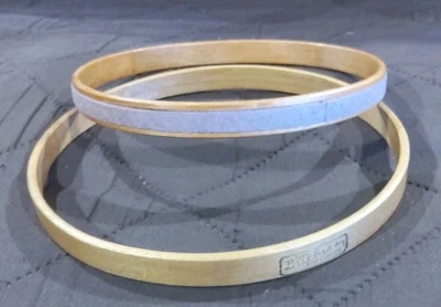 Vintage Duchess Embroidery Hoop Felt Cushion Lined Wooden 5" Round Circle - Image 1 of 4