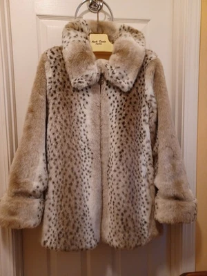 Women's Faux Snow Leopard Fur Jacket, Worn Once, S Med, Fully Lined, L S, Cuffs - Image 1 of 2