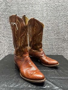 Vintage Tony Lama Eidechse Leder Cowboy Western Stiefel Braun Herren Größe 8,5D US - Bild 1 von 8