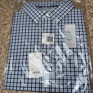 Croft Barrow Herren XL pflegeleichtes knitterarmes Button Down Hemd blau kariert - Bild 1 von 4