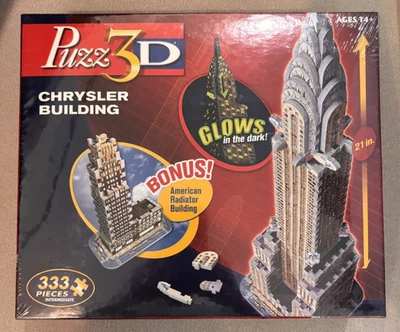 Puzz 3D Chrysler Building Glow In Dark Puzzle + Bonus American Radiator Bldg NEW - Image 1 of 3