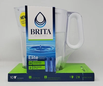 Brita Elite 10-Cup Water Filtration System Pitcher + 2 FILTERS - NEW SEALED - Image 1 of 4