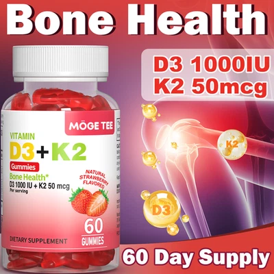 Vitamin D3 K2 Gummies - 60 Count - Support Bone Heart Immune Health US Free Ship - Image 1 of 4
