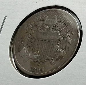 2 CENT COIN, 1864-P W/ LARGE MOTTO, FINE DETAILS ON COLLECTOR'S COIN - Picture 1 of 2