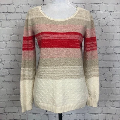 Suéter Soft Surroundings 100 % cachemir a rayas talla S Foto 1 de 4