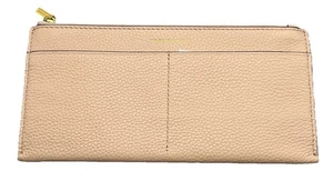 Tory Burch Zip-Top Wallet Card Case Slim Pink Pebbled Leather NWOT - Picture 1 of 10