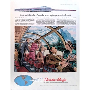 Railroad 1960 Print Ad Canadian Pacific Railway with High-Up Scenic Dome 11x14 - Picture 1 of 3