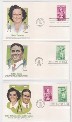 TurtlesTradingPost- Babe Zaharias/Bobby Jones 1981 FDC #1932-33 Fleetwood- All 3 - Image 1 of 2