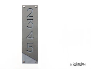 Modern House Numbers, Concrete with Grey Acrylic - Vertical - Plaque Sign - Picture 1 of 7