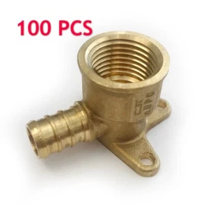 100-Pack EFIELD 1/2" PEX x1/2" Female NPT Drop Ear Elbow Crimp Brass Fitting - Picture 1 of 5