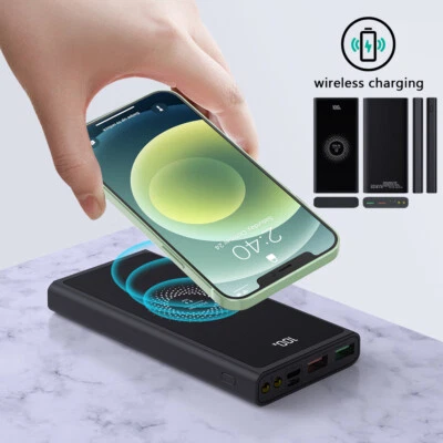 Беспроводное внешнее зарядное устройство для аккумулятора 900000 мАч Qi портативное быстрая зарядка - Изображение 1 из 4