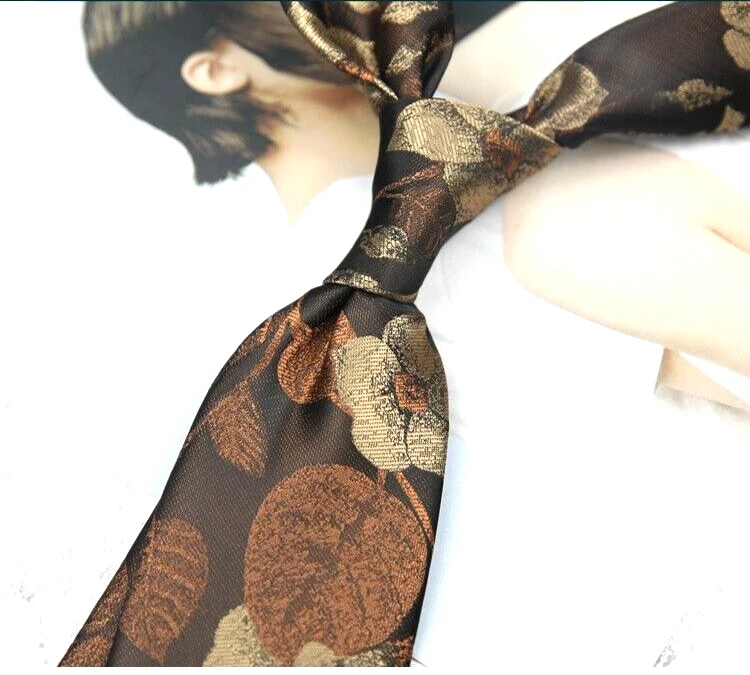New Classic Floral Brown JACQUARD WOVEN 100% Silk Men's Necktie Tie - Image 1 of 1