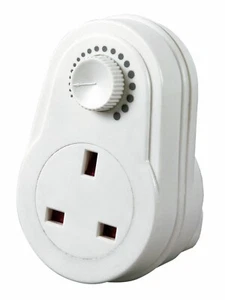 Interruptor atenuador enchufable blanco de marca Reino Unido enchufe de pared bombillas regulables de 3 pines - Imagen 1 de 3