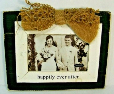 Arco de arpillera marco Mud Pie Happily Ever After en madera colgante o soporte rústico país Foto 1 de 4