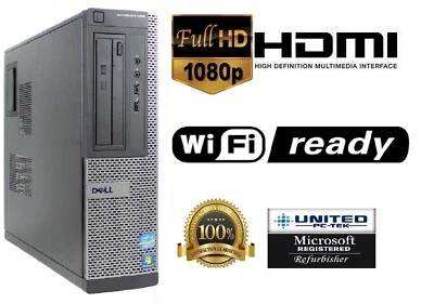 FAST Dell OptiPlex DT Intel i5 Quad 4GB/8GB WiFi HDMI/VGA OUT DVD BURNER - Image 1 of 4