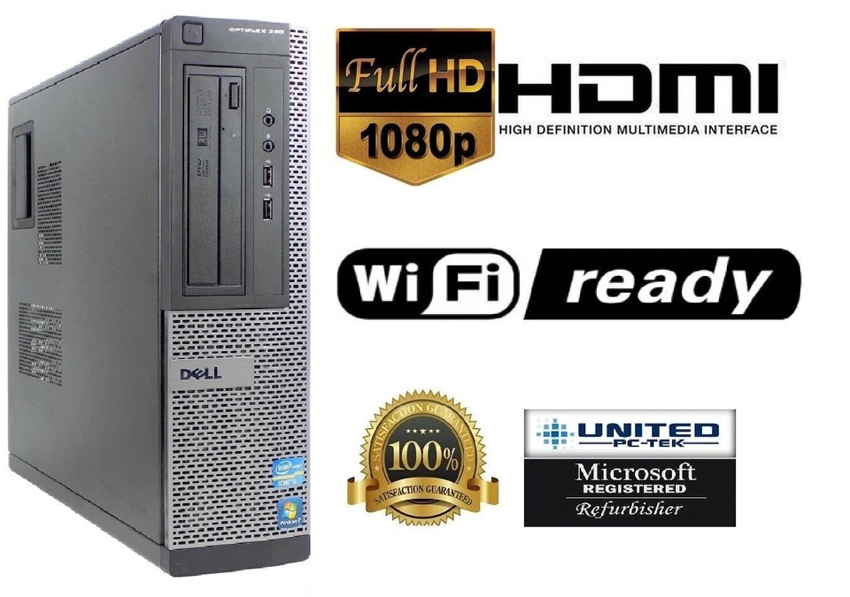 FAST Dell OptiPlex DT Intel i5 Quad 4GB/8GB WiFi HDMI/VGA OUT DVD BURNER - Image 1 of 4