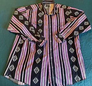 Vintage 90er Wrangler Western Hemd Azteken Navajo lila schwarz Button Down Hemd 2XL - Bild 1 von 24