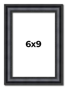 6x9 Frame Black Real Wood Picture Frame Width 1.25 inches | Interior Frame Depth - Picture 1 of 9