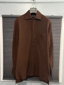 Tom Ford Brown Long Sleeve Polo, Size Medium - Picture 1 of 3