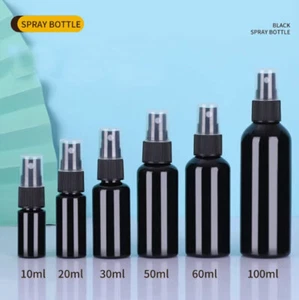 10ml 30ml 50ml 100ml Empty Travel Perfume Refillable Plastic Black Spray Bottles - Picture 1 of 8